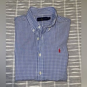 Like New Men’s Polo by Ralph Lauren Gingham Short Sleeve Button Down Shirt Sz M